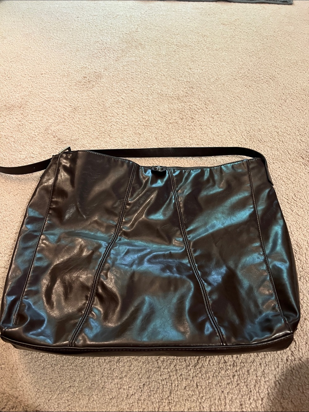 H&M Dark Brown Faux Leather Boho  Smooth Panel Shoulder Bag